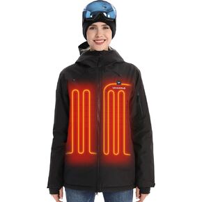 Venustas Women's Heated 3L Ski Insulated Jacket with 12V Battery, Waterproof, Windproof,Breathable, RECCO Reflector Built in