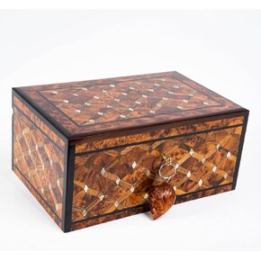 Hand Carved Wooden Multipurpose Keepsake Jewelry Decorative Art Box Storage Organizer (Large wood Box,Antique) (Moroccan Large Box 2)
