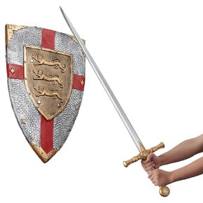 GoldenBall Middle Age Soldier Warrior Costume Foam Sword and Shield Set-Gold Zorro Sword & Silver Shield