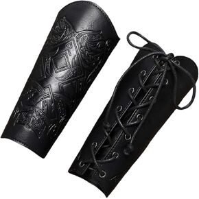 Medieval Faux Leather Arm Guard Viking Arm Wrist Bracers Nordic Costume Gauntlet LARP Armor for Women and Men One Pair