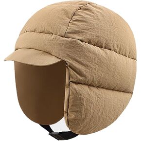 Winter Down Hat for Women Men Waterproof Windproof Down Hat Soft Warm Puffy Hat