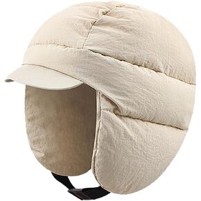 Winter Down Hat for Women Men Waterproof Windproof Down Hat Soft Warm Puffy Hat in Kuwait