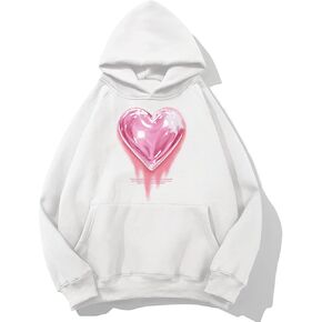 Mens Graphic Hoodies Heart Printed Vintage Streetwear Sweatshirt Aesthetic Design With Pockets Love Fleece Pullover