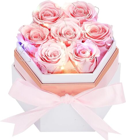 7-Piece Forever Flowers in a Box,Preserved Flowers,Eternal Rose for Valentines Day Gifts for Her, Christmas,Birthday Gifts for Women,Wife,Mom,Girlfriend - Blue in Saudi Arabia