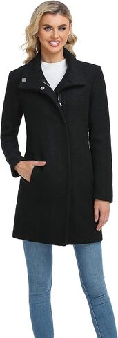 ODCOCD Women's Elegant Solid Color Mid-Length Thicken Warm Wool Blend Coat in Kuwait