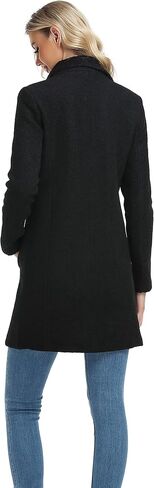 ODCOCD Women's Elegant Solid Color Mid-Length Thicken Warm Wool Blend Coat in Kuwait