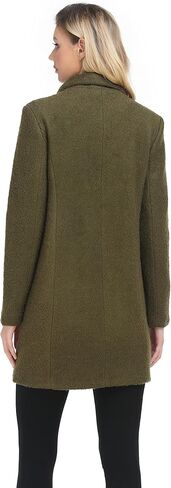 ODCOCD Women's Elegant Solid Color Mid-Length Thicken Warm Wool Blend Coat in Kuwait