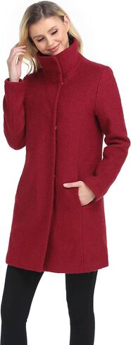 ODCOCD Women's Elegant Solid Color Mid-Length Thicken Warm Wool Blend Coat in Kuwait
