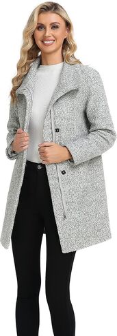 ODCOCD Women's Elegant Solid Color Mid-Length Thicken Warm Wool Blend Coat in Kuwait