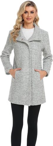 ODCOCD Women's Elegant Solid Color Mid-Length Thicken Warm Wool Blend Coat in Kuwait