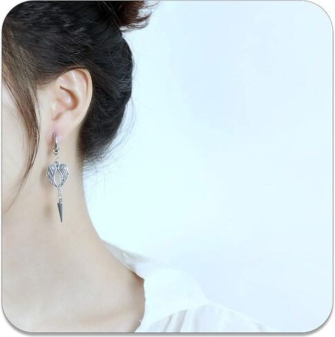 PEAS Punk Jewelry Angel Wings Earrings Stainless Steel Spike Huggie Hoop Earrings in Saudi Arabia