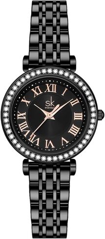 SHENGKE SK Fashion Crystal-Accented Watch for Women with Roman Numerals, Easy Read Dial Watch in Kuwait