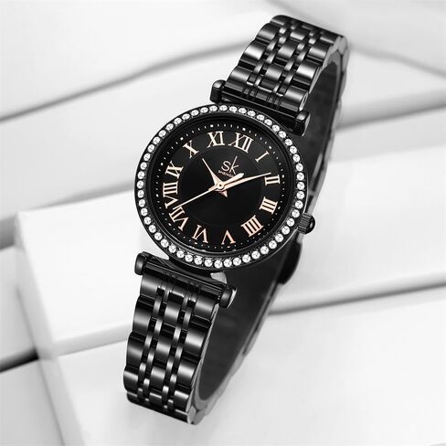 SHENGKE SK Fashion Crystal-Accented Watch for Women with Roman Numerals, Easy Read Dial Watch in Kuwait