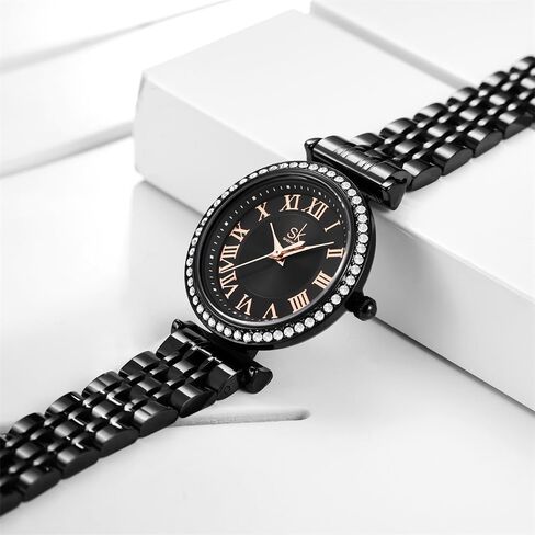 SHENGKE SK Fashion Crystal-Accented Watch for Women with Roman Numerals, Easy Read Dial Watch in Kuwait
