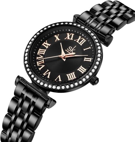 SHENGKE SK Fashion Crystal-Accented Watch for Women with Roman Numerals, Easy Read Dial Watch in Kuwait
