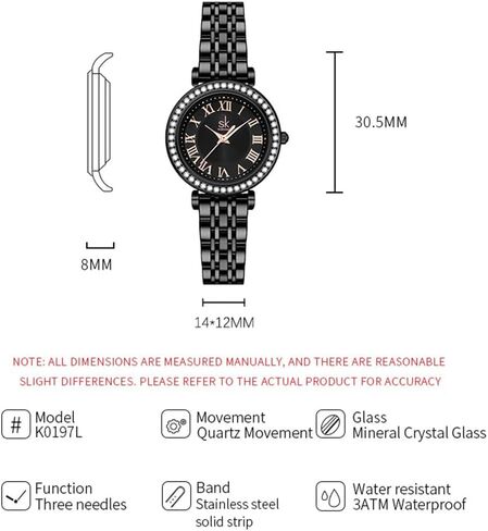 SHENGKE SK Fashion Crystal-Accented Watch for Women with Roman Numerals, Easy Read Dial Watch in Kuwait