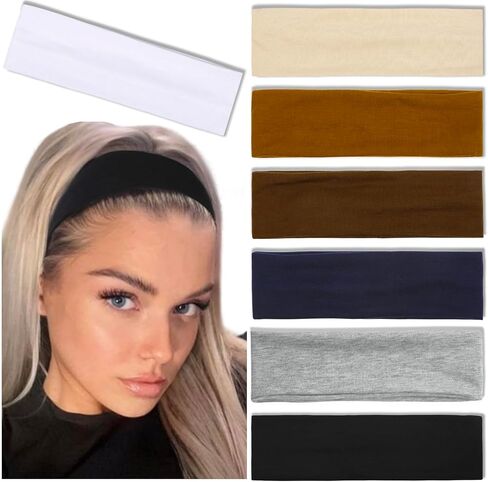 Trendy Non-Slip Headbands Set for Women - 7PCS Elastic Soft Thick Cotton Cloth Headbands for Yoga, Running, Workout, and Sports in Saudi Arabia