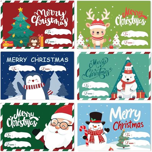 COCHIE Christmas Gift Tags Stickers, 96Pcs Christmas Gift Labels Stickers, Self-Adhesive Christmas Name Tags for Xmas Gifts Wrap Presents Boxes Decoration, 2 x 3 Inch, Natural Kraft Paper Stickers in Kuwait