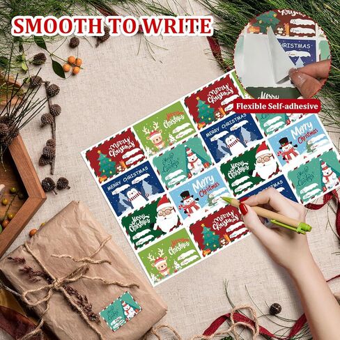 COCHIE Christmas Gift Tags Stickers, 96Pcs Christmas Gift Labels Stickers, Self-Adhesive Christmas Name Tags for Xmas Gifts Wrap Presents Boxes Decoration, 2 x 3 Inch, Natural Kraft Paper Stickers in Kuwait