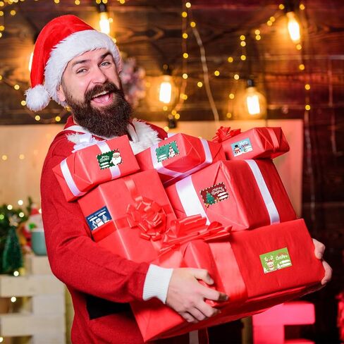 COCHIE Christmas Gift Tags Stickers, 96Pcs Christmas Gift Labels Stickers, Self-Adhesive Christmas Name Tags for Xmas Gifts Wrap Presents Boxes Decoration, 2 x 3 Inch, Natural Kraft Paper Stickers in Kuwait