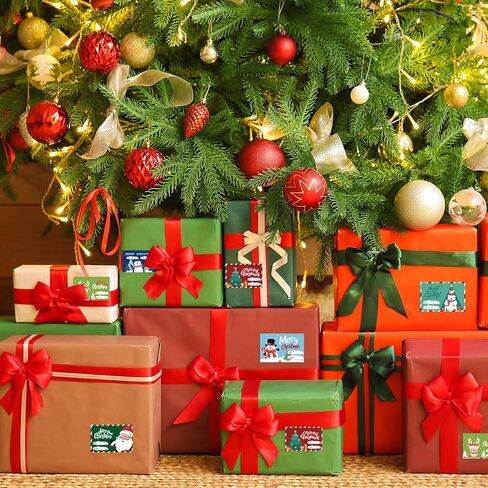 COCHIE Christmas Gift Tags Stickers, 96Pcs Christmas Gift Labels Stickers, Self-Adhesive Christmas Name Tags for Xmas Gifts Wrap Presents Boxes Decoration, 2 x 3 Inch, Natural Kraft Paper Stickers in Kuwait