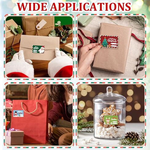 COCHIE Christmas Gift Tags Stickers, 96Pcs Christmas Gift Labels Stickers, Self-Adhesive Christmas Name Tags for Xmas Gifts Wrap Presents Boxes Decoration, 2 x 3 Inch, Natural Kraft Paper Stickers in Kuwait