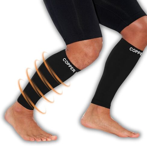 COPPER HEAL CALF Copper Compression SLEEVES (1 PAIR) For Exercise Sport Recovery - Calf Muscle Strains Shin Splints Leg in Saudi Arabia