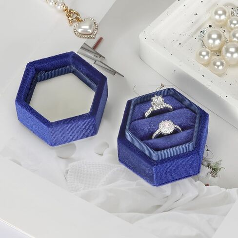 Velvet Wedding Ring Box 1 2 3 Slots, Ring Box Holder Storge Case for Wedding Day Engagement Proposal Ceremony (Pink, 1 SLOT) in Kuwait