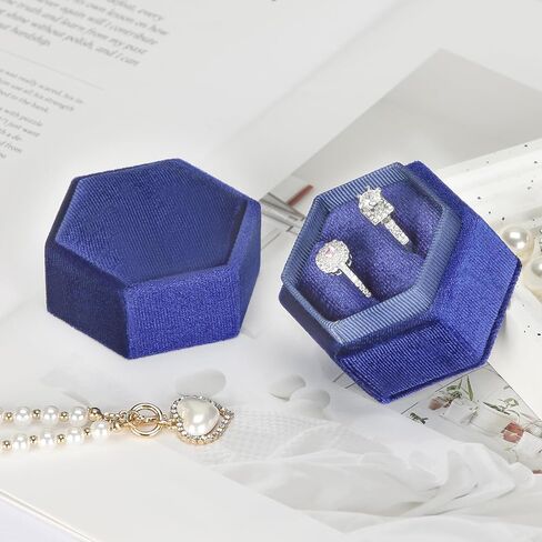 Velvet Wedding Ring Box 1 2 3 Slots, Ring Box Holder Storge Case for Wedding Day Engagement Proposal Ceremony (Pink, 1 SLOT) in Kuwait