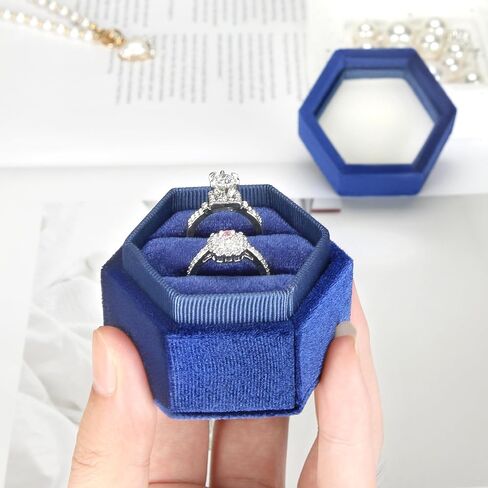 Velvet Wedding Ring Box 1 2 3 Slots, Ring Box Holder Storge Case for Wedding Day Engagement Proposal Ceremony (Pink, 1 SLOT) in Kuwait