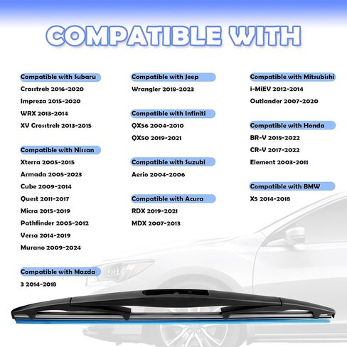 12 Inch Rear Wiper Blade Replacement,High Performance Rear Windshield Wiper Blade for Optimal Visibility,Durable Back Windshield Wiper Car Accessories Compatible with Honda Suzuki (12 inch) in Saudi Arabia