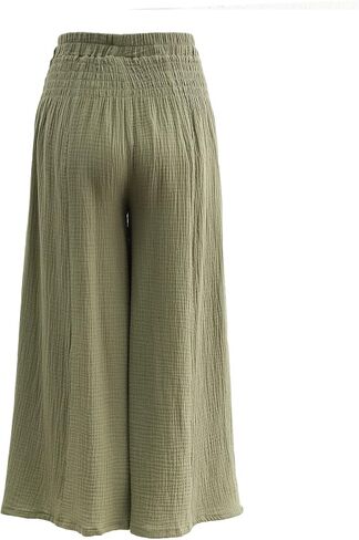 Amazhiyu Women's Cotton Gauze Wide Leg High-Waist Casual Palazzo Summer Pants in Kuwait