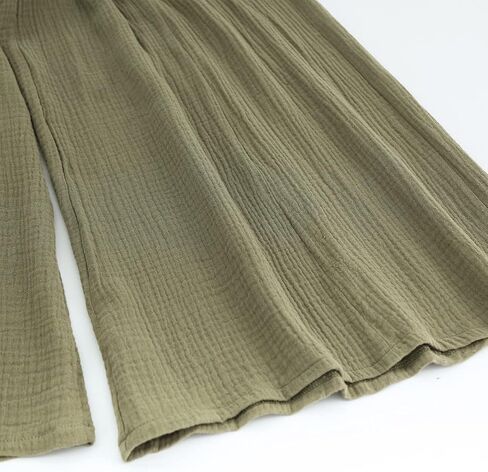 Amazhiyu Women's Cotton Gauze Wide Leg High-Waist Casual Palazzo Summer Pants in Kuwait