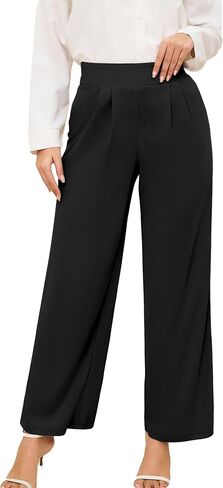 HVT Wide Leg Pants for Women High Elastic Waisted Work Pants Business Palazzo Trousers with Pockets in Saudi Arabia