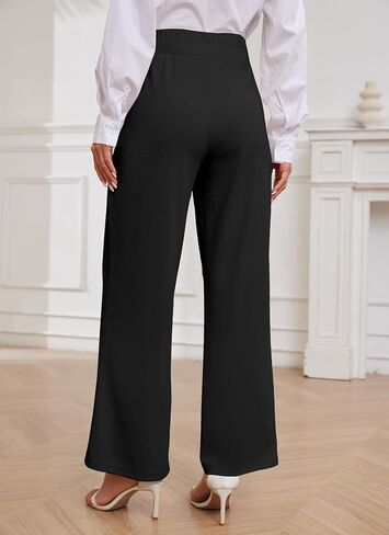HVT Wide Leg Pants for Women High Elastic Waisted Work Pants Business Palazzo Trousers with Pockets in Saudi Arabia