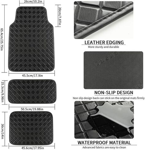 Auto Newer Waterproof Faux Leather Car Floor Mat Full Set,Durable All-Weather Mats,Car Carpet Mats with Anti-Slip Backing,Car Protector Mat,Universal Fit for Most Sedan, SUV, Truck (Black,5PCS) in Saudi Arabia