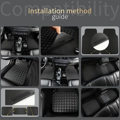 Auto Newer Waterproof Faux Leather Car Floor Mat Full Set,Durable All-Weather Mats,Car Carpet Mats with Anti-Slip Backing,Car Protector Mat,Universal Fit for Most Sedan, SUV, Truck (Black,5PCS) in Saudi Arabia