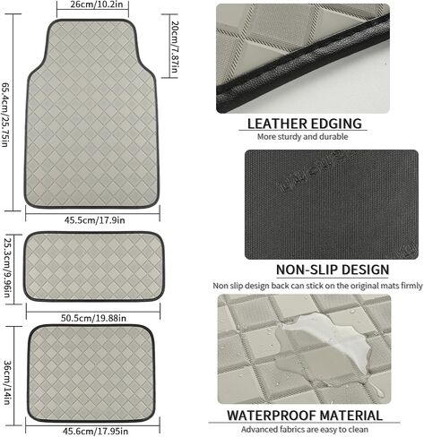 Auto Newer Waterproof Faux Leather Car Floor Mat Full Set,Durable All-Weather Mats,Car Carpet Mats with Anti-Slip Backing,Car Protector Mat,Universal Fit for Most Sedan, SUV, Truck (Black,5PCS) in Saudi Arabia