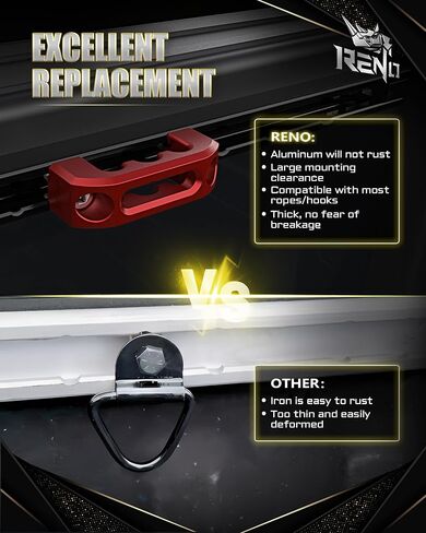 RENO Tie Down Anchors, Bed Rail Cleats for Utili-Track Bed Rail System Compatible with 2005-2024 Frontier / 2004-2024 Titan, Replaces OEM 999T7-ZV00A (Red,2PCS) in Saudi Arabia