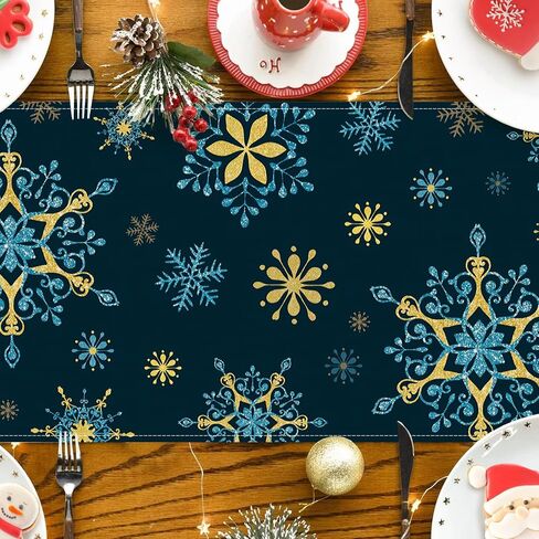 Seliem Winter Cat Table Runner, Kitty Kitten Poinsettia Pine Cone Snowflake Farmhouse Kitchen Dining Table Decor, Christmas Holiday Seasonal Home Decoration Indoor Outdoor Party Supply 13x72 Inches in Saudi Arabia