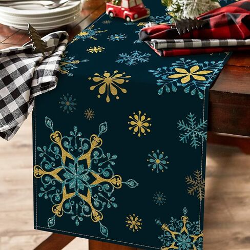 Seliem Winter Cat Table Runner, Kitty Kitten Poinsettia Pine Cone Snowflake Farmhouse Kitchen Dining Table Decor, Christmas Holiday Seasonal Home Decoration Indoor Outdoor Party Supply 13x72 Inches in Saudi Arabia