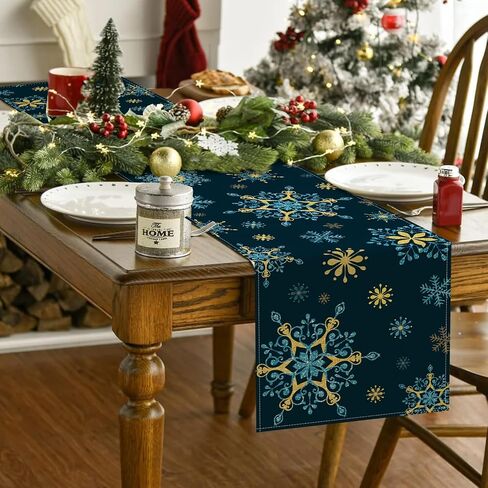 Seliem Winter Cat Table Runner, Kitty Kitten Poinsettia Pine Cone Snowflake Farmhouse Kitchen Dining Table Decor, Christmas Holiday Seasonal Home Decoration Indoor Outdoor Party Supply 13x72 Inches in Saudi Arabia