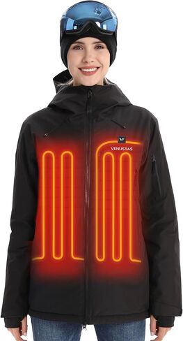 Venustas Women's Heated 3L Ski Insulated Jacket with 12V Battery, Waterproof, Windproof,Breathable, RECCO Reflector Built in in Saudi Arabia