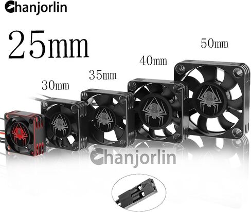 RC Car Metal Motor Cooling Fan 25mm 30mm 35mm 40mm 50mm RC Heatsink 28000RPM ESC Cooling Fans Silvery-Black for 1/8 1/10 1/12 Truck Off Road Crawler Car 540 550 Brushless OR Brushed (25mm) in Saudi Arabia