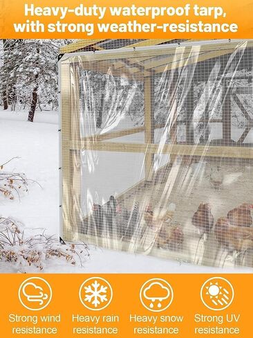 6 x 13ft Ultra Clear Tarp Waterproof - Heavy-Duty Vinyl Plastic Tarpaulin with Grommets, Thicken Transparent PVC Windproof Patio Enclosure for Winter Chicken Coop Window Balcony in Saudi Arabia
