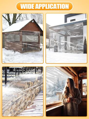 6 x 13ft Ultra Clear Tarp Waterproof - Heavy-Duty Vinyl Plastic Tarpaulin with Grommets, Thicken Transparent PVC Windproof Patio Enclosure for Winter Chicken Coop Window Balcony in Saudi Arabia