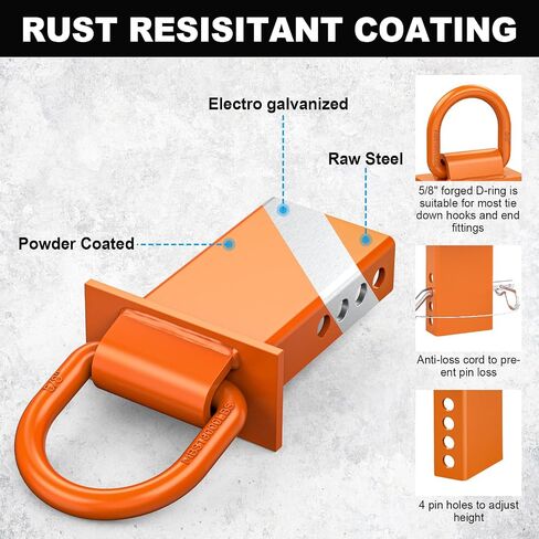 Stake Pocket Tie Down D Rings 6 PCS, Heavy Duty 5/8" Stake Pocket Tie Down D Rings for for Flatbed Cargo Trucks and Trailers, Adjustable Utility Trailer D Rings with Anti-Loss Pin, 18000 LBS Capacity in Kuwait