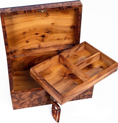 Hand Carved Wooden Multipurpose Keepsake Jewelry Decorative Art Box Storage Organizer (Large wood Box,Antique) (Moroccan Large Box 2) in Kuwait
