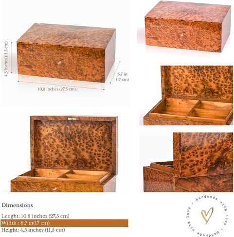 Hand Carved Wooden Multipurpose Keepsake Jewelry Decorative Art Box Storage Organizer (Large wood Box,Antique) (Moroccan Large Box 2) in Kuwait