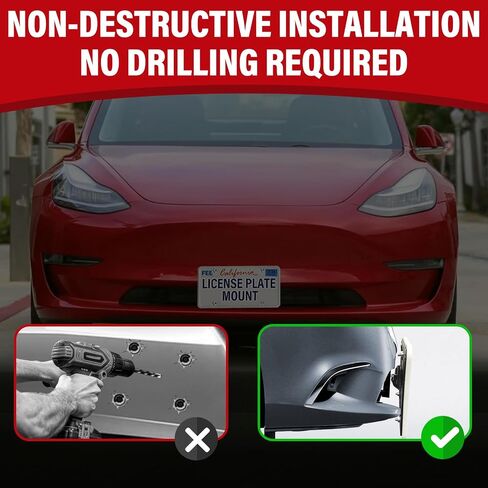 لوحة الترخيص الأمامية لـ Tesla 2012-up Model S Tesla 2015-up Model X قوس لوحة الترخيص بدون حفر إطار لوحة الترخيص الأمامي للسيارة غطاء لوحة الترخيص بدون تركيب لوحة الترخيص in Saudi Arabia